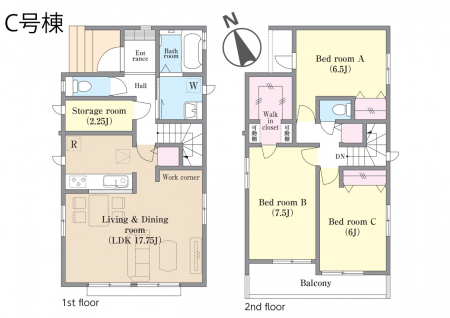 �@�Ԏ�聟2-C�������`Floor plan�`�@�}�ʂƈقȂ�ꍇ�͌�����D��v���܂��B