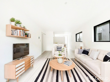 ���r���O�@�������P�������`Living�`�@�Ƒ��̐H����c���̂ق��A�q�ǂ���V�΂�����A�F�l���������肷��LDK�͏Z�܂��̒��S�B�����ԉ߂����ꏊ������A���̋�Ԃ͏Z�܂��S�̂̋��S�n�����E���܂��B  ���Ƌ��CG�ł�