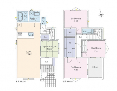�@�Ԏ��`Floor plan�`  �}�ʂƈقȂ�ꍇ�͌�����D��v���܂��B