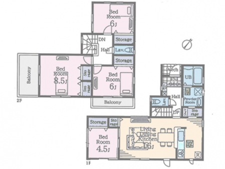 �@�Ԏ��`Floor plan�`  �}�ʂƈقȂ�ꍇ�͌�����D��v���܂��B