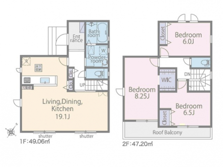 �@�Ԏ��`Floor plan�`  �}�ʂƈقȂ�ꍇ�͌�����D��v���܂��B