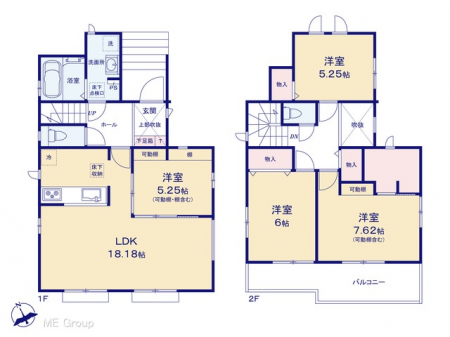 �@�Ԏ�聟2-B�������`Floor plan�`�@�}�ʂƈقȂ�ꍇ�͌�����D��v���܂��B