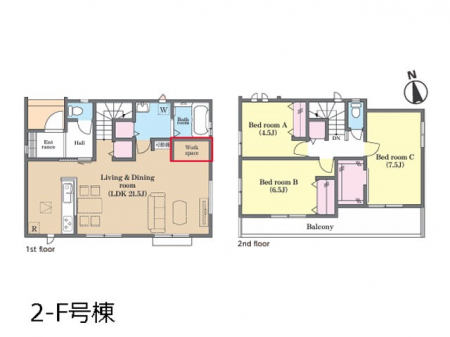 �@�Ԏ�聟2-F�������`Floor plan�`�@�}�ʂƈقȂ�ꍇ�͌�����D��v���܂��B