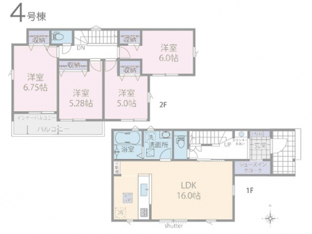 �@�Ԏ�聟4�������`Floor plan�`�@�}�ʂƈقȂ�ꍇ�͌�����D��  